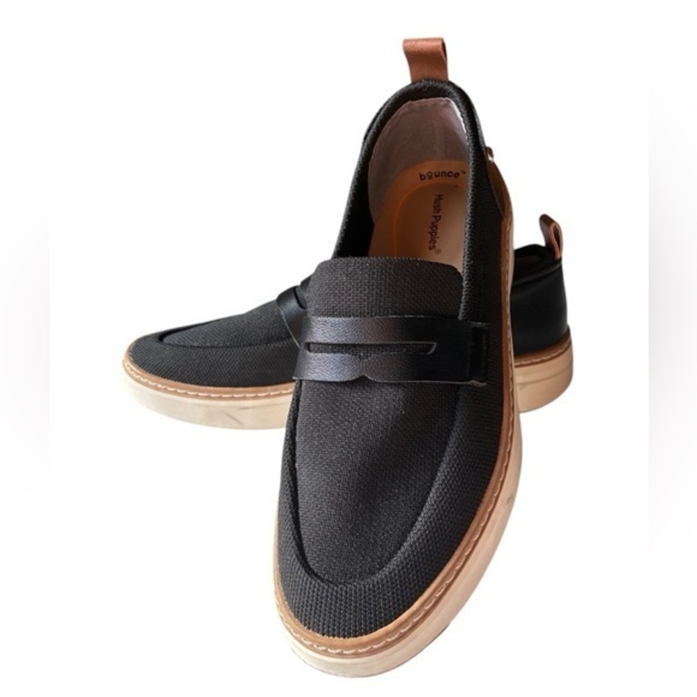 Hush Puppies Cody Slip-On, Black Knit Loafers, Size 7.5, Comfortable, Stylish